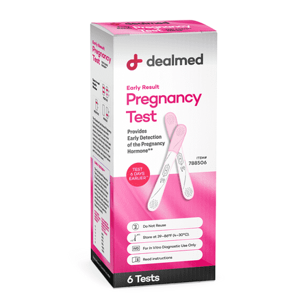 Dealmed Early Result Pregnancy Test | Individually Packaged Midstream Tests for Early Detection (6 Tests)