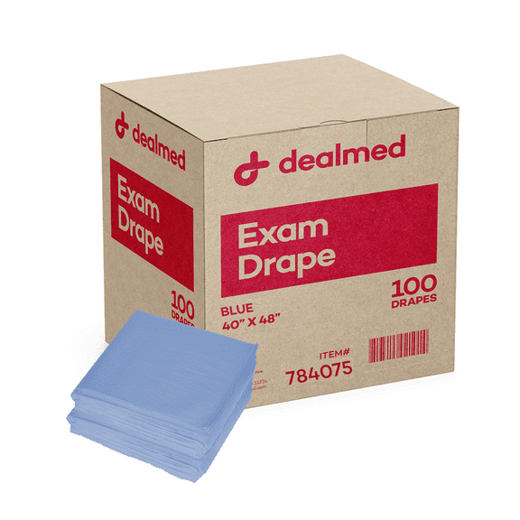 Dealmed Exam Drape Sheet, 2 ply Tissue, 40" x 48", Perfect for Hospitals, Medical Facilities, and Physicians Offices, Blue, Case of 100