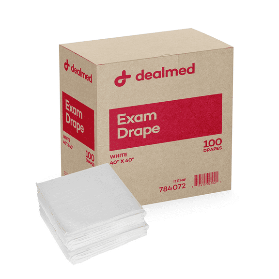 Dealmed Exam Drape Sheet, 2 ply Tissue, 40" x 60", Perfect for Hospitals, Medical Facilities, and Physicians’ Offices, White, Case of 100