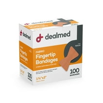 Dealmed Fabric Bandages Sterile, Fingertip, 1-3/4" x 3", 100/Bx