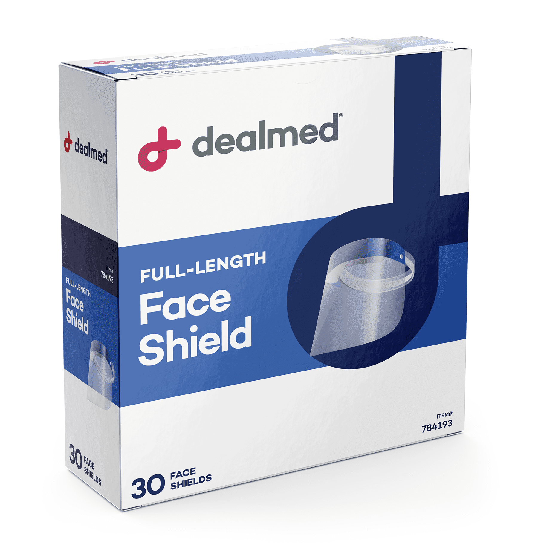 Dealmed Full-Length Face Shield, Lightweight Adult Disposable Face Masks, 30 Count (Pack of 1)