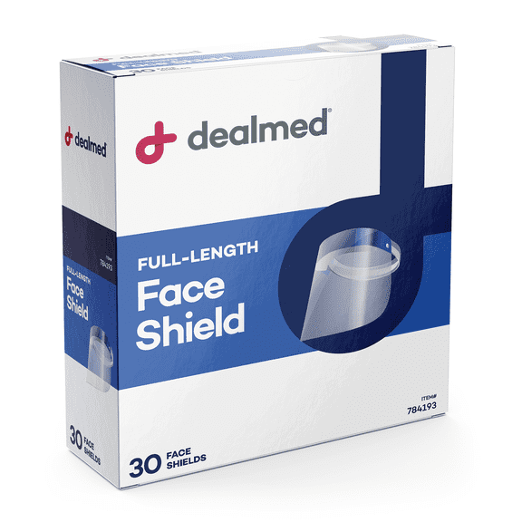 Dealmed Full-Length Face Shield, Lightweight Adult Disposable Face Masks, 30 Count (Pack of 1)