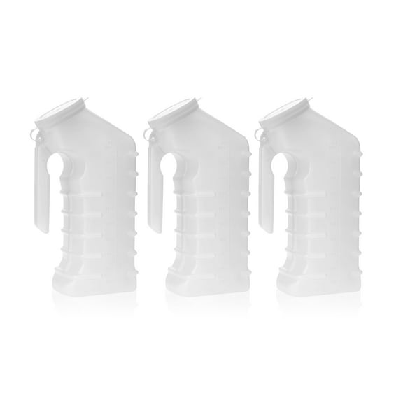 Dealmed Male Urinal with Attached Cover | Translucent Portable Receptacle | Shields Odors and Avoids Spills, 1000 cc | 3 Pack