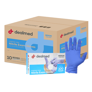 Dealmed Nitrile Exam Gloves – 100 Count Disposable, Non-Irritating, Latex Free Gloves, Multi-Purpose for First Aid and Medical Facilities (Medium, Case of 10)