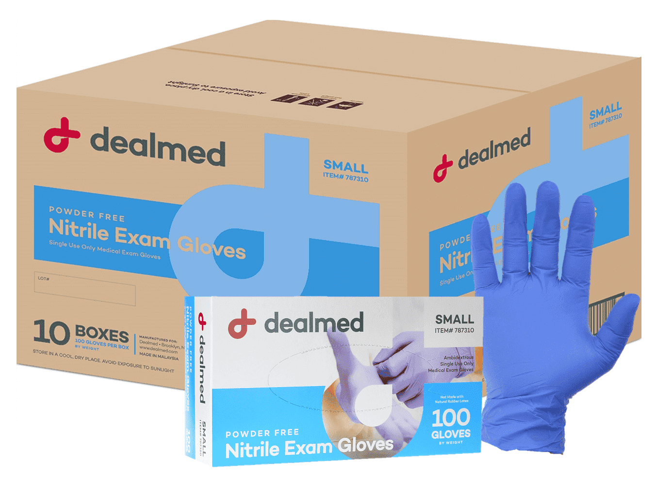 Dealmed Nitrile Exam Gloves – 90 Count Disposable, Non-Irritating, Latex Free Gloves, Multi-Purpose for First Aid and Medical Facilities (X-Large, Case of 10)