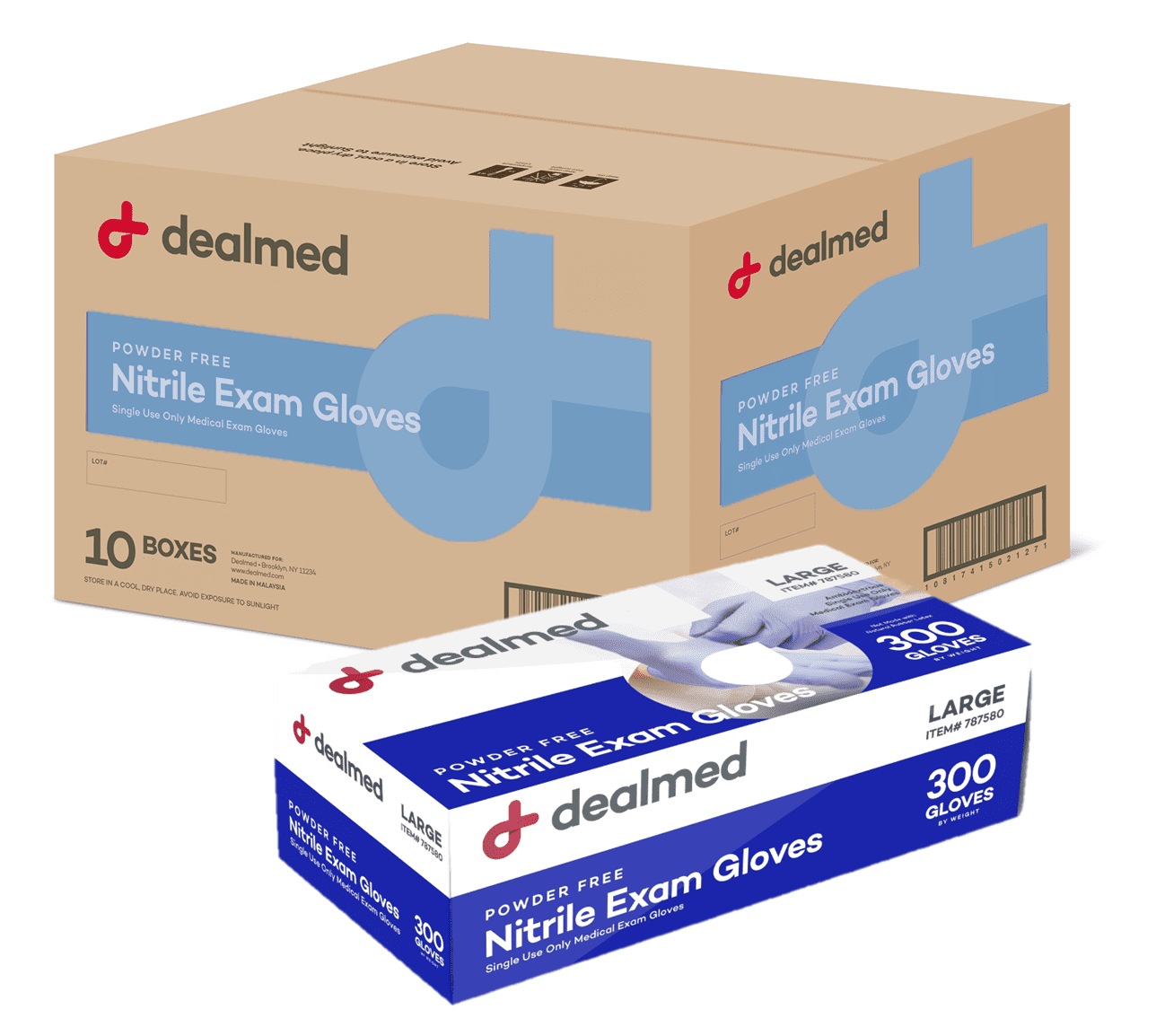 Dealmed Nitrile Medical Grade Exam Gloves, 3.0 mm, Latex Free, Disposable Gloves for Hospitals