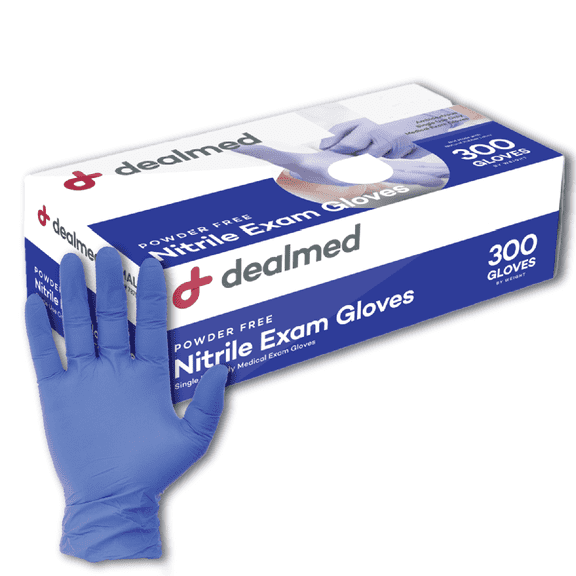 Dealmed Nitrile Medical Grade Exam Gloves, 3.0 mm, Latex Free, Disposable Gloves for Hospitals, Law Enforcement, First Response, Blue (Medium, 300 ct.)