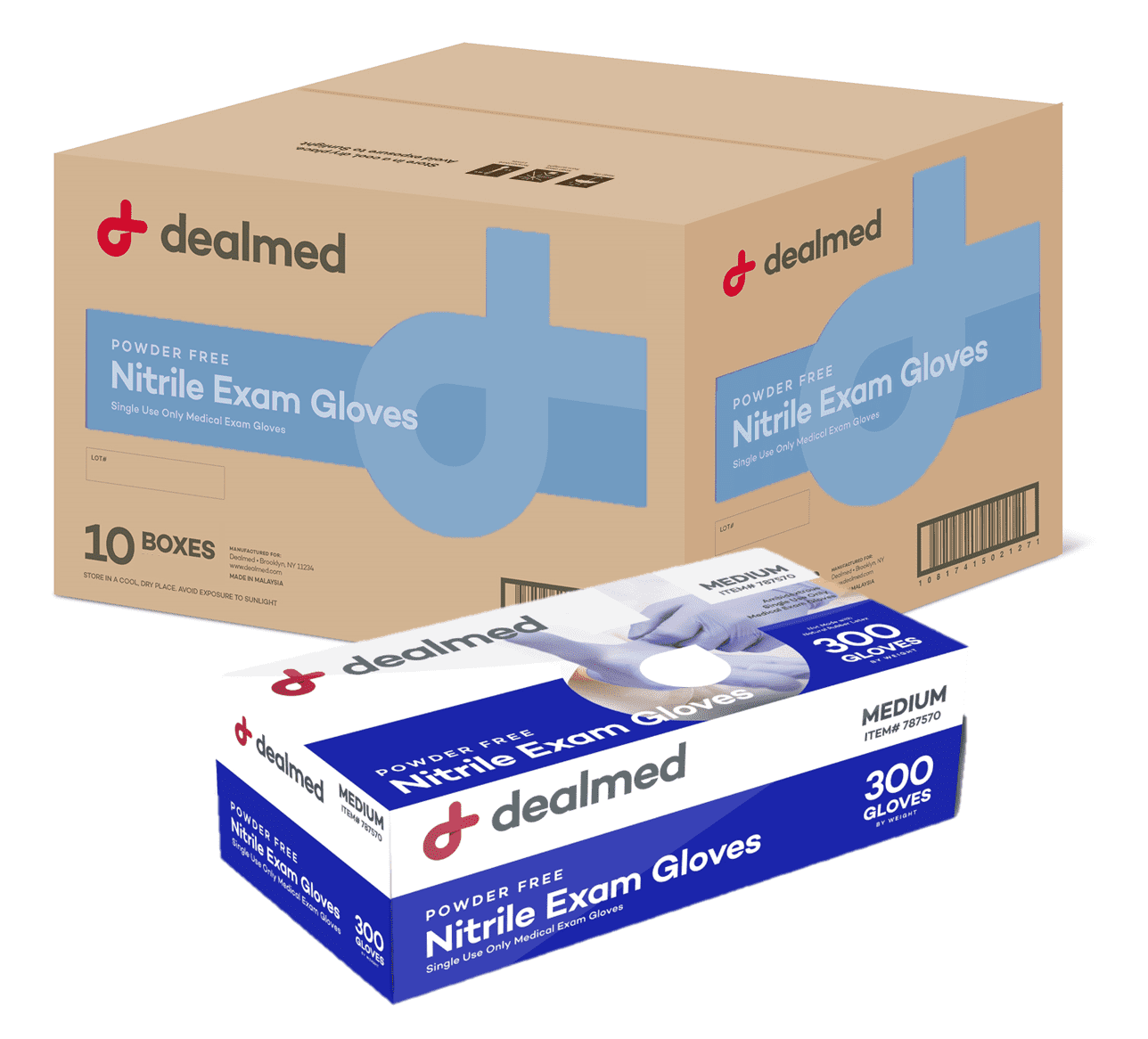 Dealmed Nitrile Medical Grade Exam Gloves, 3.0 mm, Latex Free