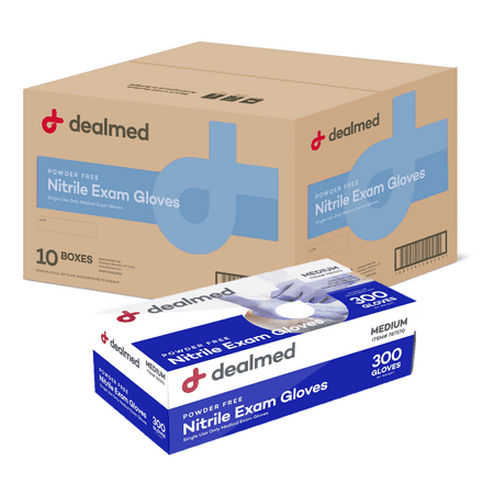 Dealmed Nitrile Medical Grade Exam Gloves, 3.0 mm, Latex Free, Disposable Gloves for Hospitals, Law Enforcement, First Response, Blue (Medium, 3000 ct.)