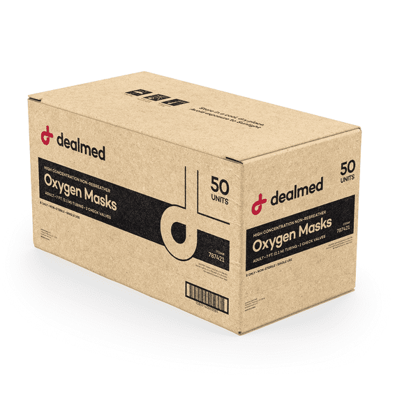 Dealmed Non-Rebreather Oxygen Mask, Adult (50/Case)