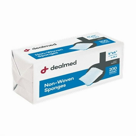 Dealmed Non-Woven Gauze Sponges - 200 Count, 4-Ply, 4x4 Inch All-Purpose Non-Sterile Gauze Pads, Highly Absorbent Dental Gauze Wound Care Product for First Aid Kit/Medical Facilities (Pack of 1)