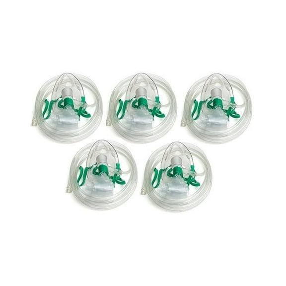 Dealmed Pediatric Non-Rebreather Oxygen Mask with Adjustable Nose Clip, Clear Finish, Suitable for Kids, EMTs, Hospitals, and First Aid Kits (5 Count)