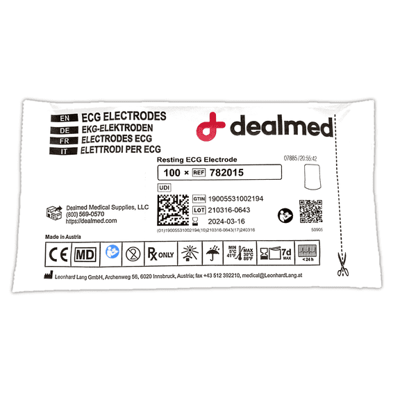 Dealmed Resting ECG Electrodes, Single Use Pads for Electrocardiogram & EKG Heart Monitoring Machines, 4000 per Case