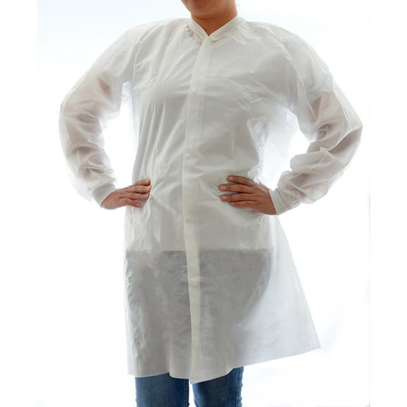 Dealmed SMS Disposable Lab Coats - White, Large, Pack of 10