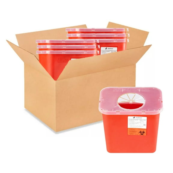 Dealmed Sharps Container, 2 Gallon Rotor Opening, Red (Case of 20)