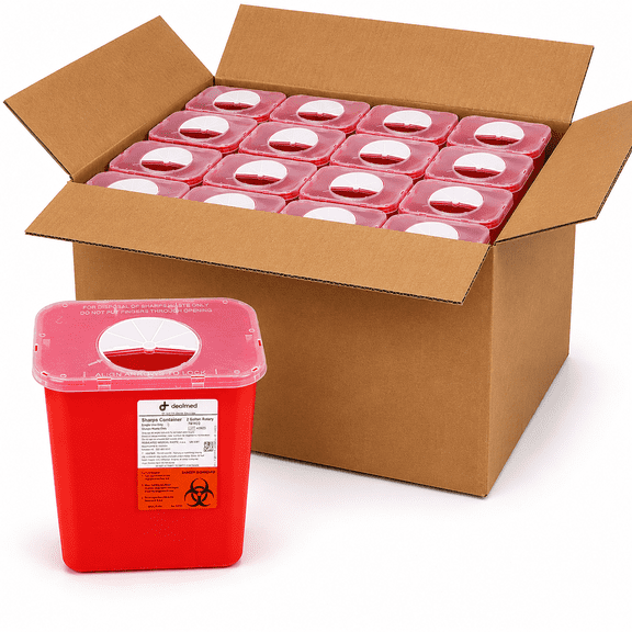 Dealmed Sharps Container, 2 Gallon Rotor Opening, Red (Case of 20)
