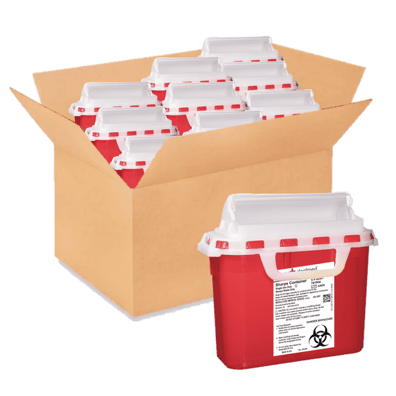 Dealmed Sharps Container, 5.4 Quart Rotor Lid, Red (Case of 20)