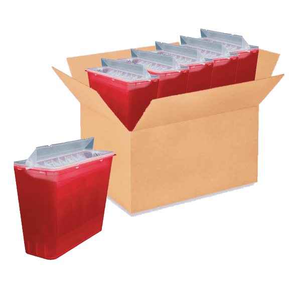 Dealmed Sharps Container, 5 Quart H-Style Lid, Red (Case of 20)