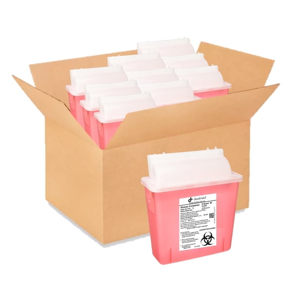 Dealmed Sharps Container, 5 Quart Mailbox Lid, Red (Case of 20)