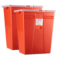 thumbnail image 1 of Dealmed Sharps Container, 8 Gallon Hinged Lid, Red (Pack of 2), 1 of 1