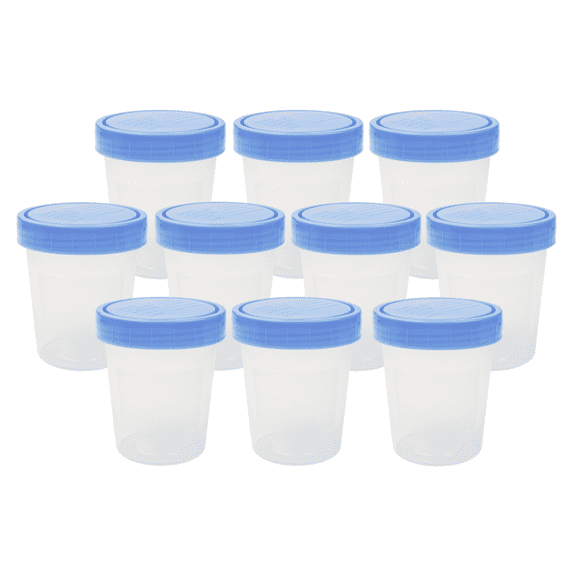 Dealmed Specimen Container with Screw on Leak Resistant Lid | Sterile Single Use Cup with Tamper Evident Seal | 4 oz. (10 Count)