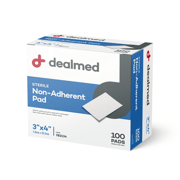 Dealmed Sterile Non-Adherent Gauze Pads, 3" x 4", 100/Box