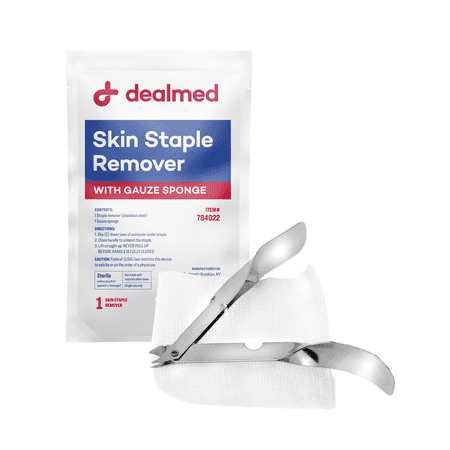 Dealmed Sterile Staple Removal Kit with Staple Remover and Gauze Sponge, Single-Use, 1 Kit