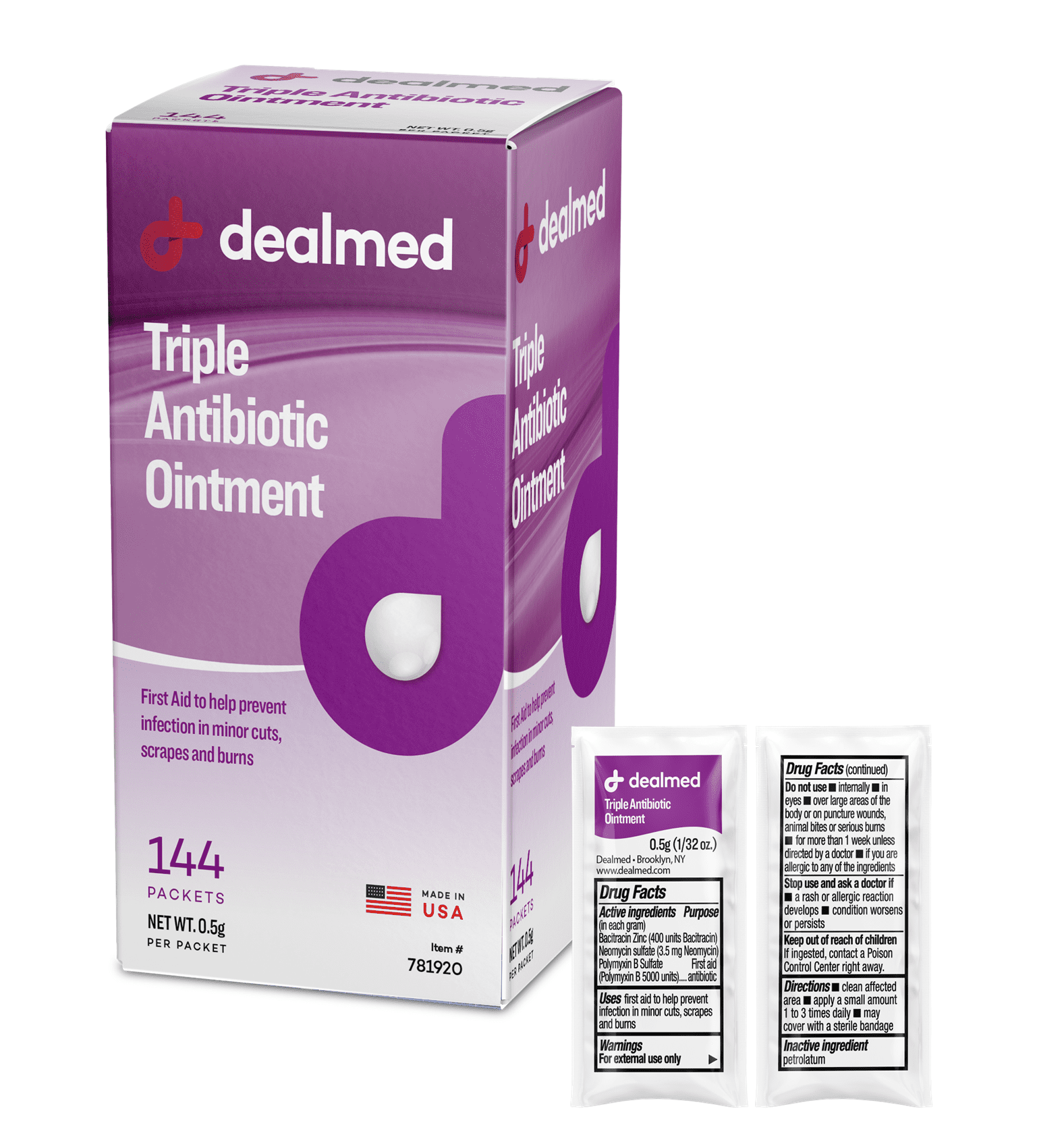 Dealmed Triple Antibiotic Ointment Made in the USA, Instant Relief from Cuts, Scrapes and