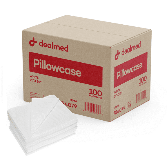 Dealmed White Polyester Pillowcase, Standard 21" x 30" (Case of 100)