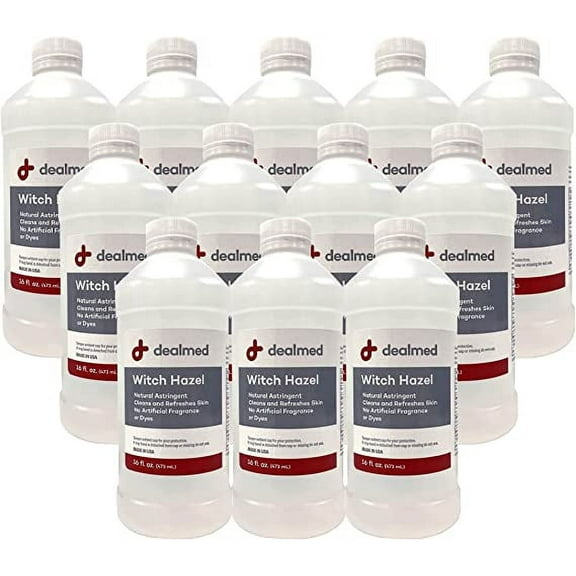 Dealmed Witch Hazel, 16 oz. | Natural Astringent Cleans and refreshes Skin | No Artificial Fragrance or Dyes (12 Pack)
