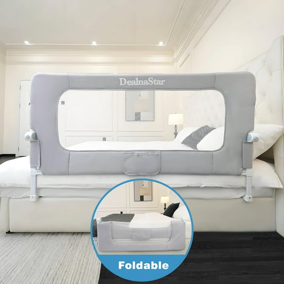 DealnaStar Bed Rail for Toddlers,Foldable Baby Bed Rail-47"/120cm  Height Adjustable Safety Guard for Kids, Universal Fit Twin/Full/King/Queen Beds.