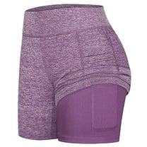 Dealovy 2 in 1 Shorts for Women Seamless High Waisted Stretchy Quick Drying Workout Tennis Layered Biker Shorts