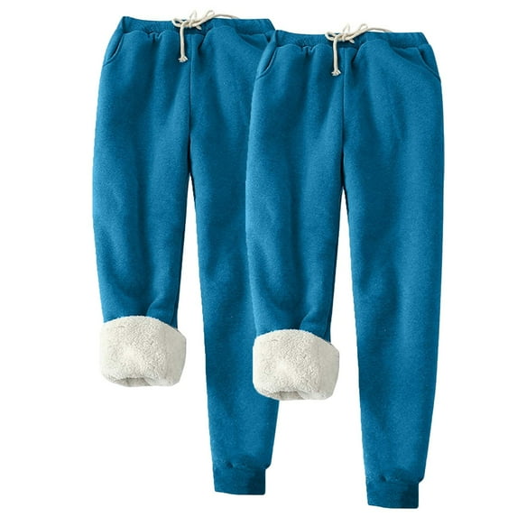 Dealovy 2PC Joggers for Women Winter Warm Fleece Sherpa Lined Athletic High Waisted Active Sweatpants with Pockets