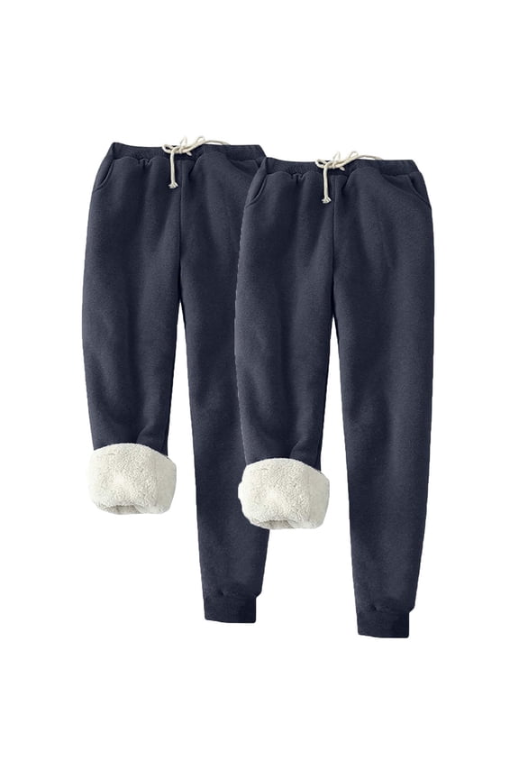 2PC Joggers for Women Winter Warm Fleece Sherpa Lined Athletic High Waisted Active Sweatpants with Pockets