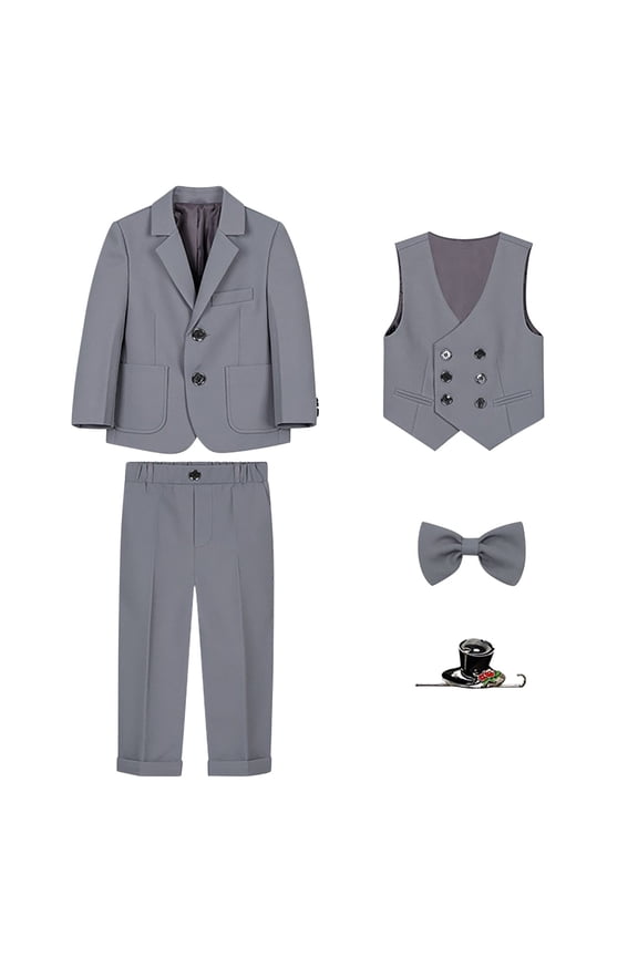 Baby Boys Formal Suit Set Baby Blazer Jackets Pants Set Casual Wedding 5 Piece Outfits