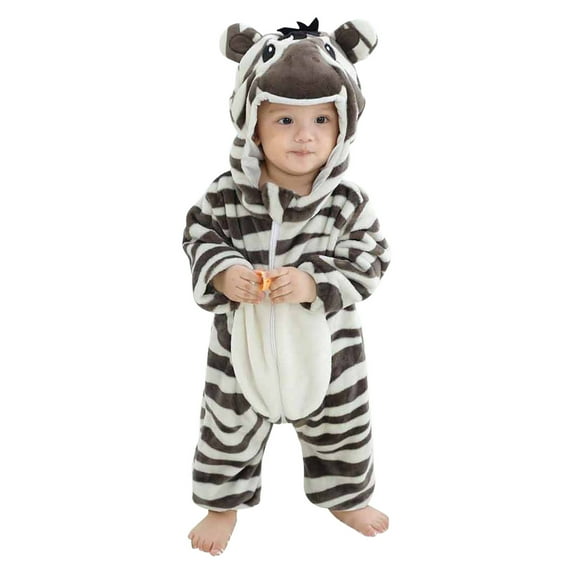 Dealovy Baby Clothes Winter Warm Newborn Infant Fleece Zipper Onesie Romper Unisex Toddler Boys Girls Cartoon Pajamas Outfits