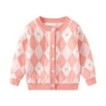 thumbnail image 1 of Dealovy Baby Girl Clothes Button down Cardigan Toddler Cable Knit Sweater Crewneck Plaid Cardigans, 1 of 7