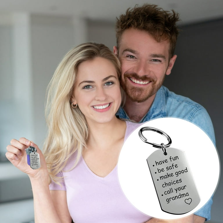 Have Fun Be Safe Make Good Choices Call your Mom Stainless Steel Keychain  Gift for New Driver or Graduation Key Ring