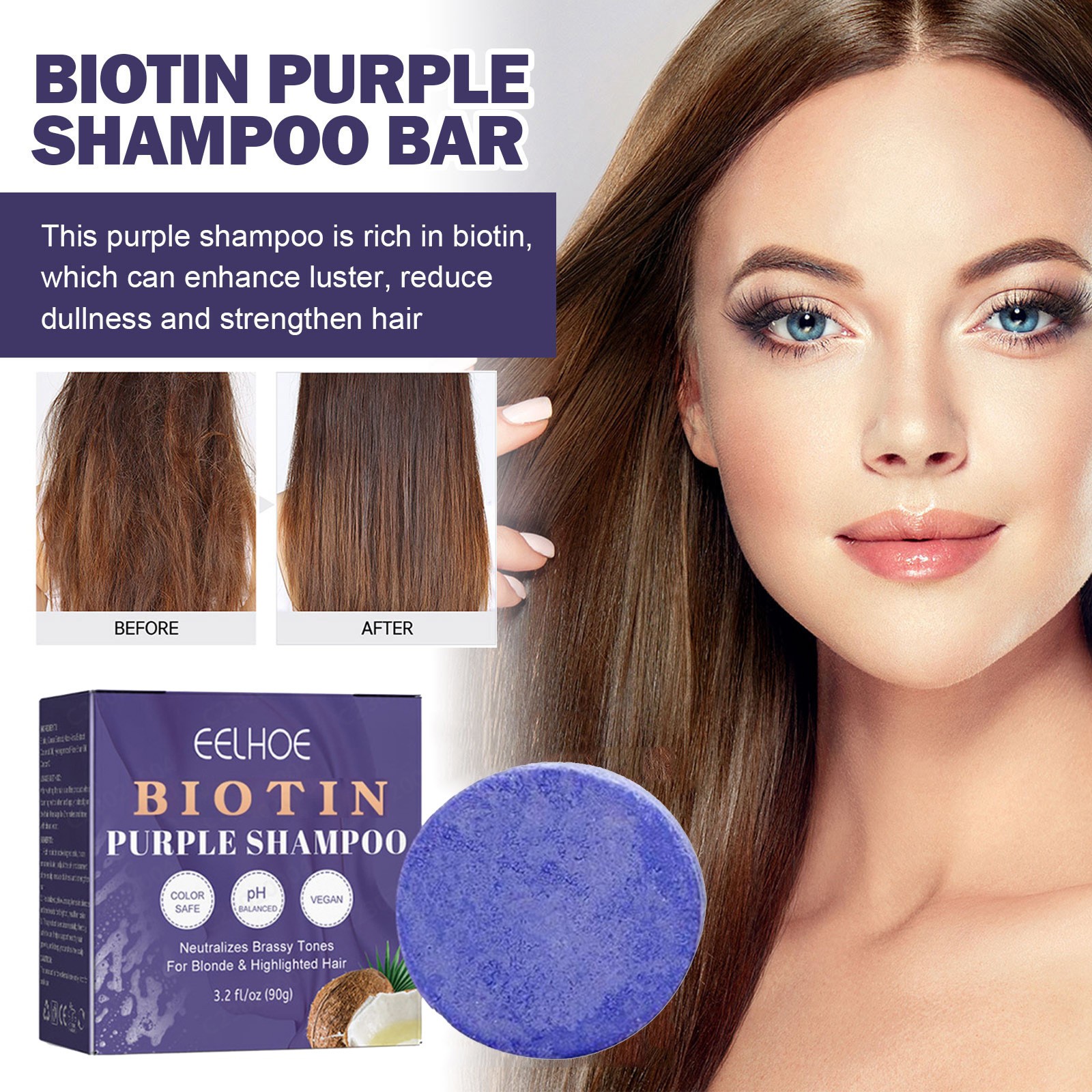 Dealovy Biotin Purple Shampoo Bar Darkening Shampoo Bar New Polygonum