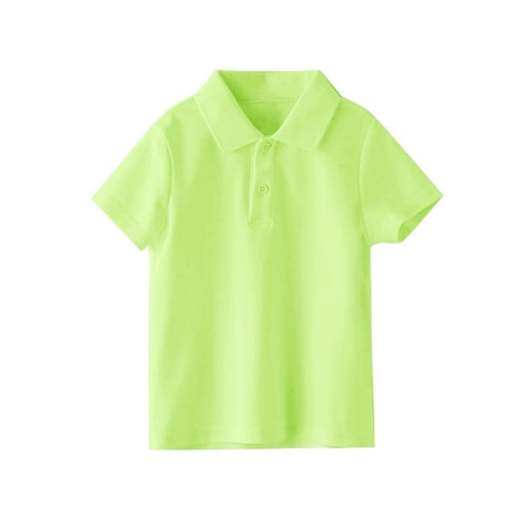 Dealovy Boys Clothes Summer Casual Short Sleeve Lapel Button Top Kids Solid Color Basic Athletic Shirts