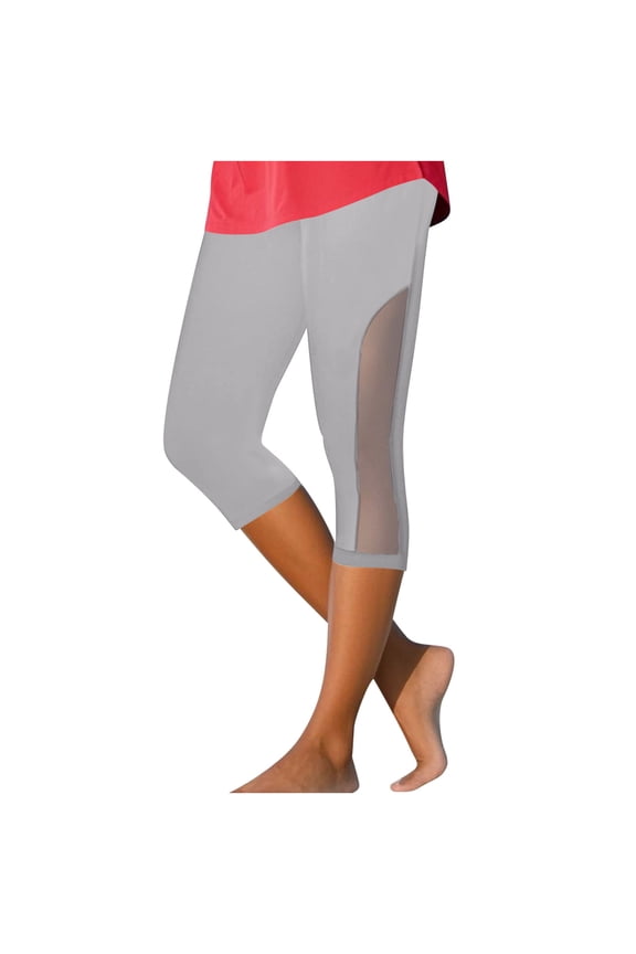 Capri Leggings for Women Mesh Belly Control Stretch Workout Yoga Capris Lightweight Summer Cropped Leggings