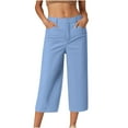 thumbnail image 1 of Dealovy Capri Pants for Women Low Waisted Dress Work Capris Straight Wide Leg Business Casual Cropped Pants, 1 of 5