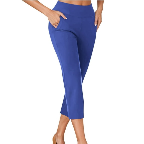 Dealovy Capri Pants for Women Stretchy High Waisted Work Capris Business Casual Slim Fitted Office Cropped Trousers