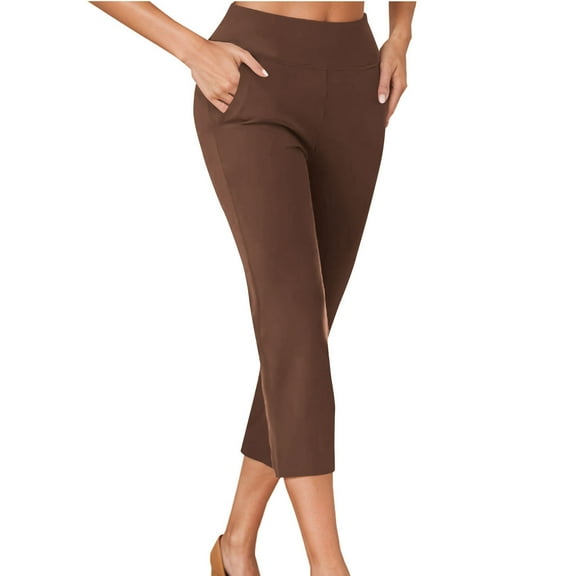 Dealovy Capri Pants for Women Stretchy High Waisted Work Capris Business Casual Slim Fitted Office Cropped Trousers
