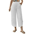 thumbnail image 1 of Dealovy Capri Pants for Women Summer Casual High Waisted Capris Straight Wide Leg Cropped Beach Trousers, 1 of 7