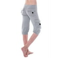 thumbnail image 1 of Dealovy Cargo Leggings for Women High Waist Drawstring Outdoor Stretchy Workout Knee Length Shorts with Pockets, 1 of 8