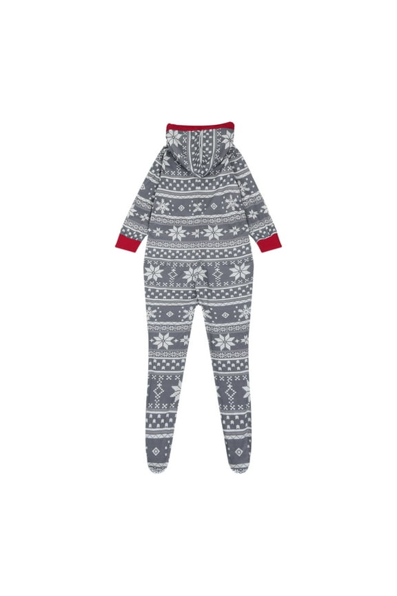 Christmas Family Pajamas Matching Sets Onesie Zipper Hooded Footed 1-Piece Pjs Jumpsuits Romper