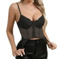 thumbnail image 1 of Dealovy Corset Tops for Women Going out Tops Fashion Solid Strapless Short Casual Lace Mesh Overbust Bustier Top, 1 of 7
