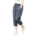 thumbnail image 1 of Dealovy Cotton Linen Capri Pants for Women Casual Summer Drawstring Elastic Waisted Straight Leg Cropped Trouser, 1 of 6