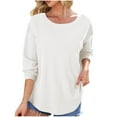 thumbnail image 1 of Dealovy Crewneck Fashion Sweatshirts for Women Casual Long Sleeve Solid Color Pullover Day-to-Day Hoodless Sweatshirt, 1 of 9